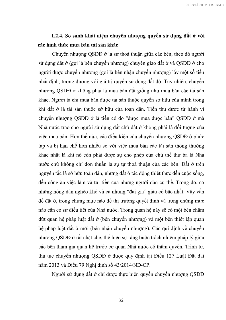 Luận văn thạc sĩ luật học Chuyển nhượng quyền sử dụng đất ở theo pháp luật Việt Nam - 4 Trang 38
