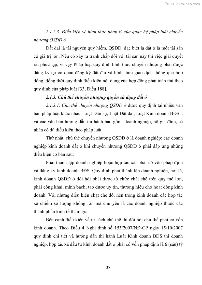 Luận văn thạc sĩ luật học Chuyển nhượng quyền sử dụng đất ở theo pháp luật Việt Nam - 4 Trang 44