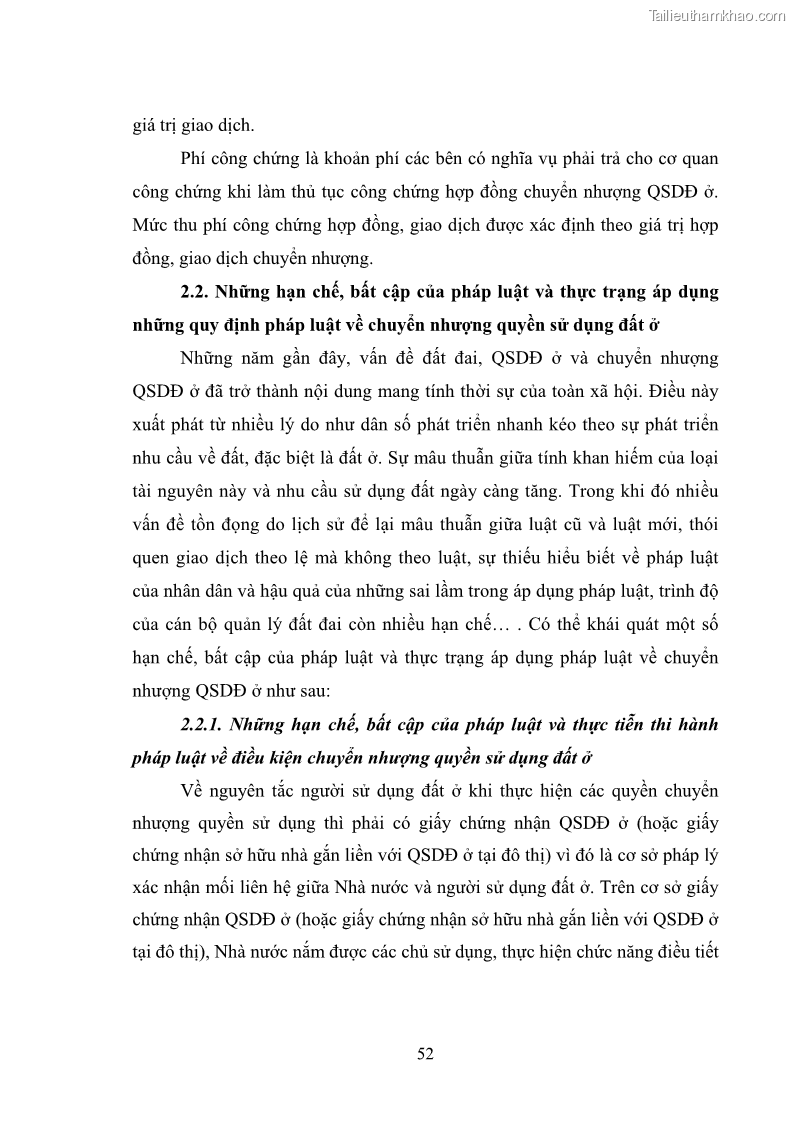 Luận văn thạc sĩ luật học Chuyển nhượng quyền sử dụng đất ở theo pháp luật Việt Nam - 5 Trang 58