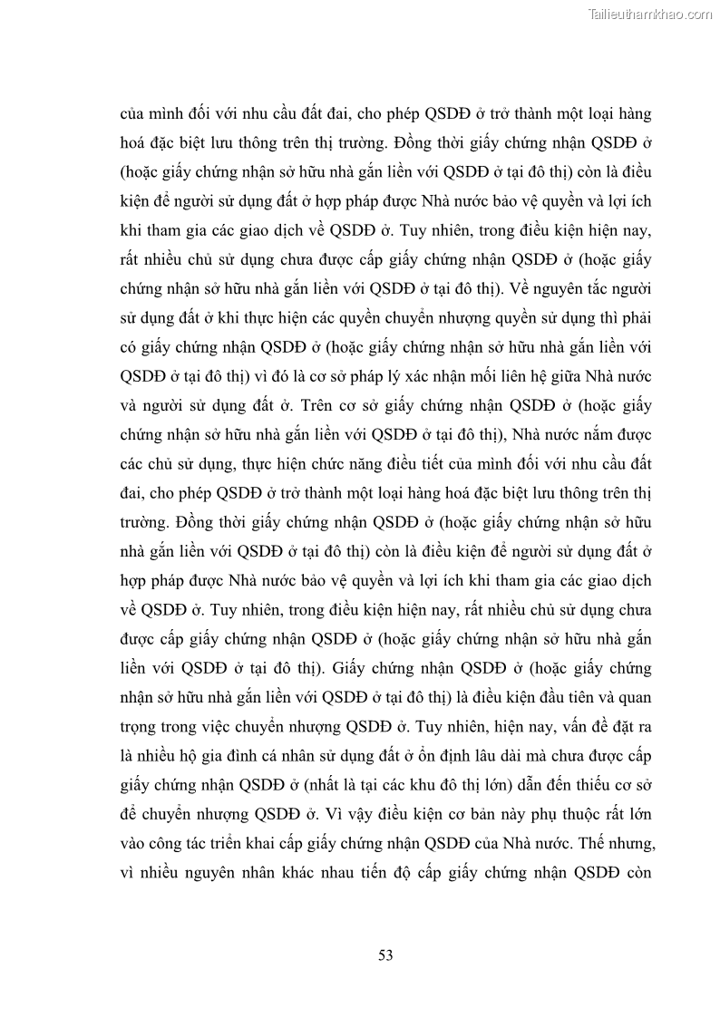 Luận văn thạc sĩ luật học Chuyển nhượng quyền sử dụng đất ở theo pháp luật Việt Nam - 5 Trang 59