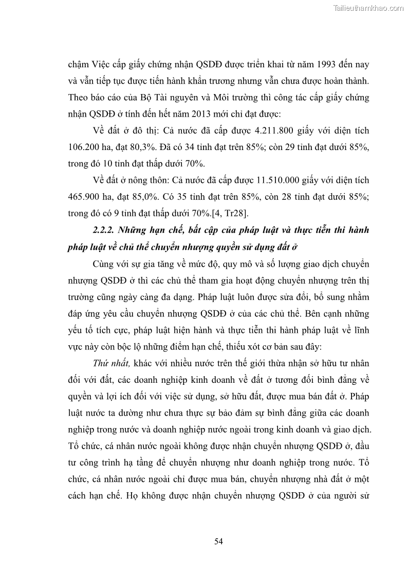 Luận văn thạc sĩ luật học Chuyển nhượng quyền sử dụng đất ở theo pháp luật Việt Nam - 5 Trang 60