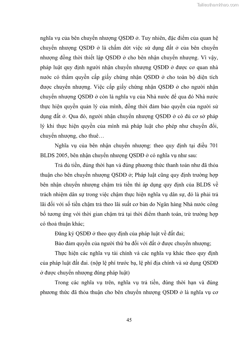 Luận văn thạc sĩ luật học Chuyển nhượng quyền sử dụng đất ở theo pháp luật Việt Nam - 5 Trang 51