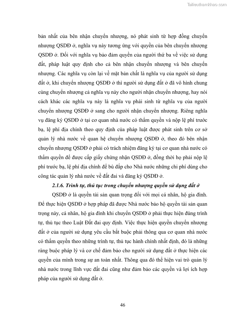 Luận văn thạc sĩ luật học Chuyển nhượng quyền sử dụng đất ở theo pháp luật Việt Nam - 5 Trang 52
