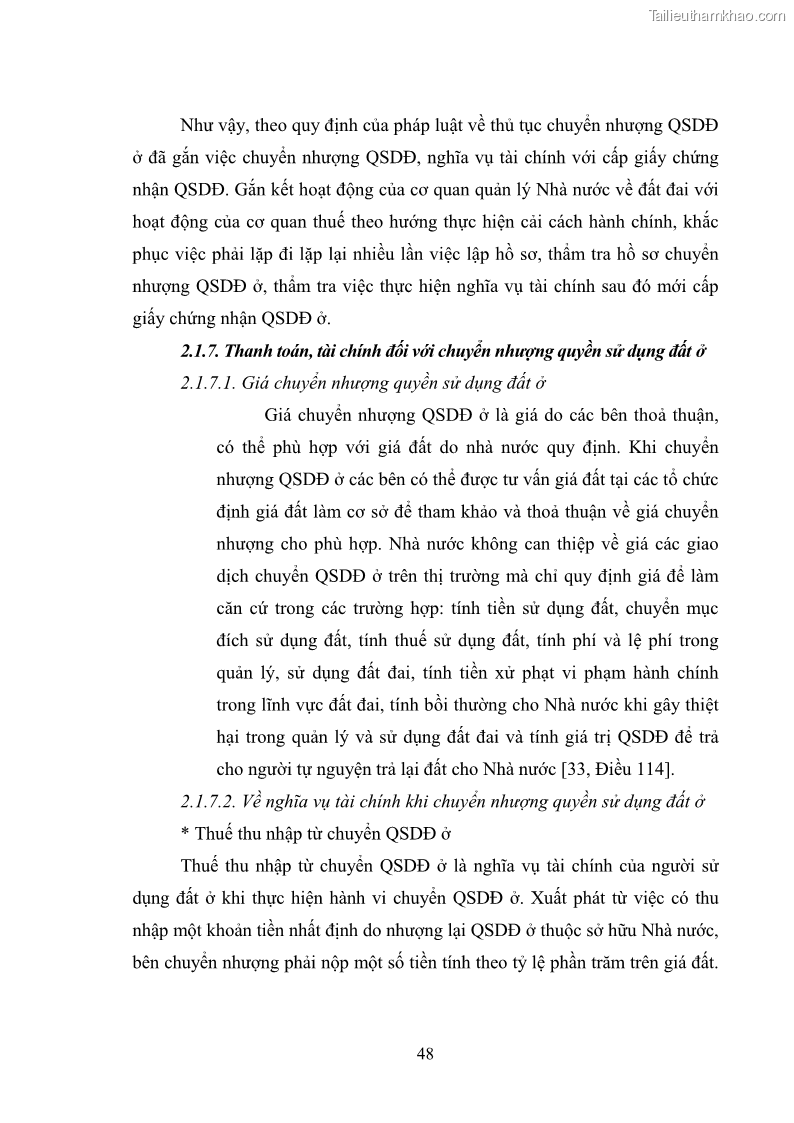 Luận văn thạc sĩ luật học Chuyển nhượng quyền sử dụng đất ở theo pháp luật Việt Nam - 5 Trang 54