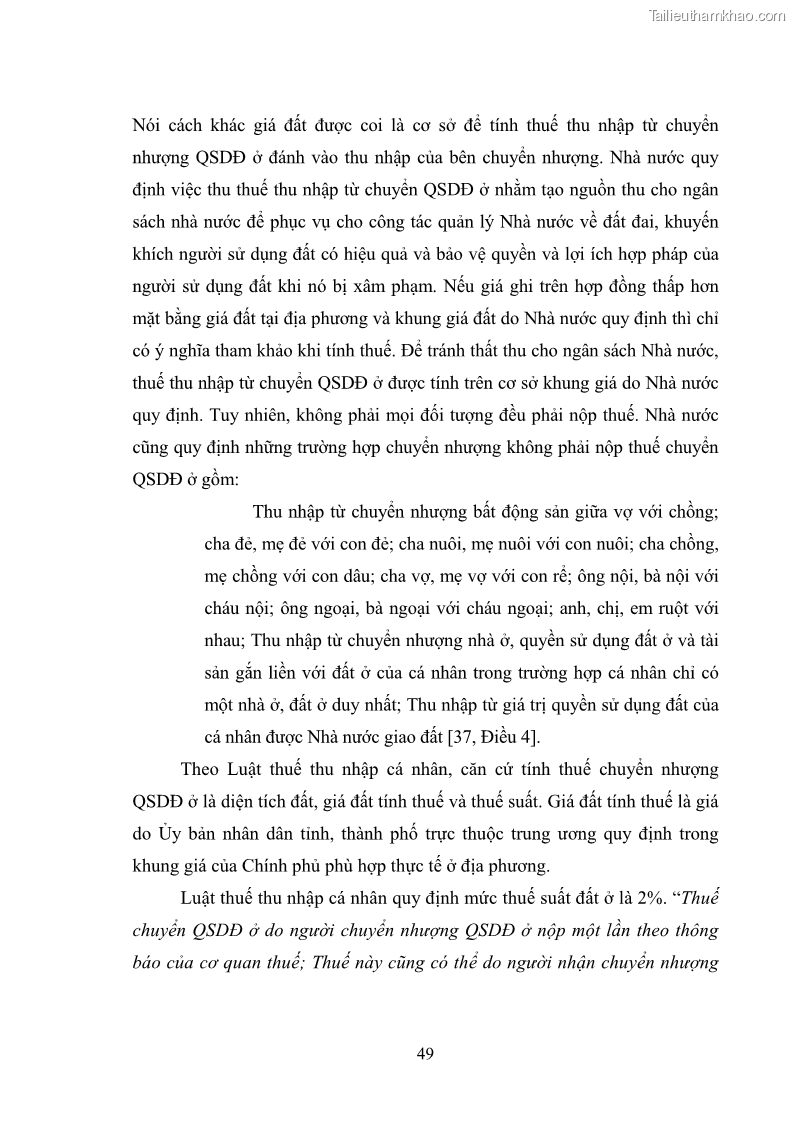 Luận văn thạc sĩ luật học Chuyển nhượng quyền sử dụng đất ở theo pháp luật Việt Nam - 5 Trang 55