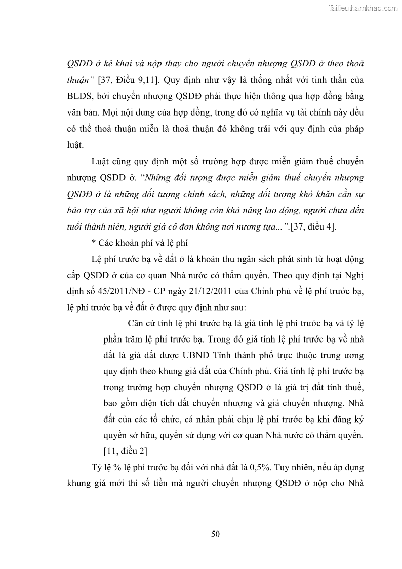 Luận văn thạc sĩ luật học Chuyển nhượng quyền sử dụng đất ở theo pháp luật Việt Nam - 5 Trang 56