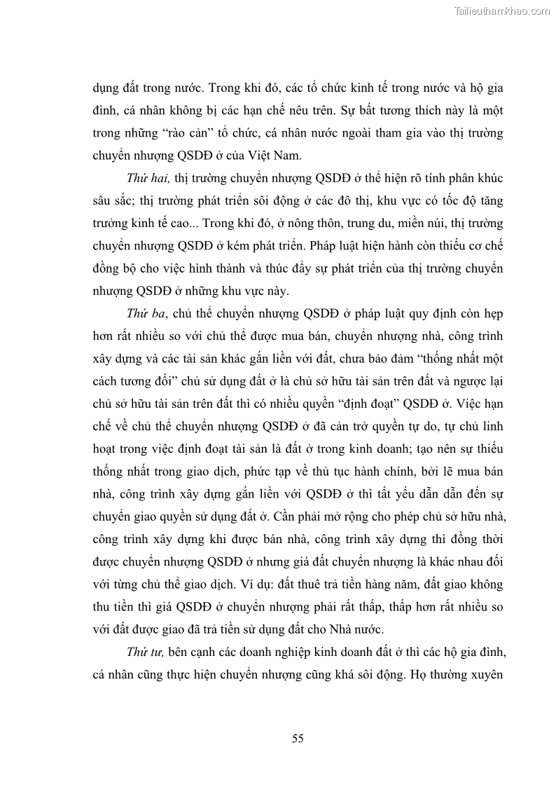 Luận văn thạc sĩ luật học Chuyển nhượng quyền sử dụng đất ở theo pháp luật Việt Nam - 6 Trang 61