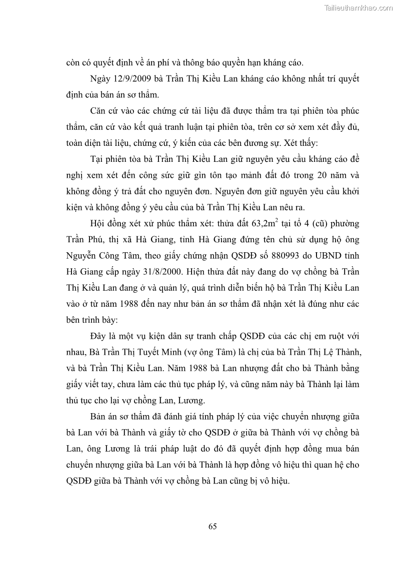 Luận văn thạc sĩ luật học Chuyển nhượng quyền sử dụng đất ở theo pháp luật Việt Nam - 6 Trang 71