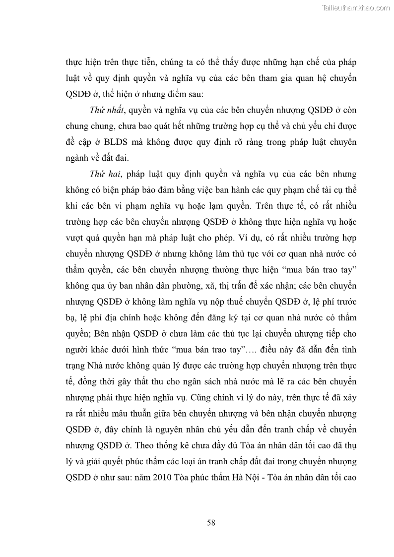 Luận văn thạc sĩ luật học Chuyển nhượng quyền sử dụng đất ở theo pháp luật Việt Nam - 6 Trang 64