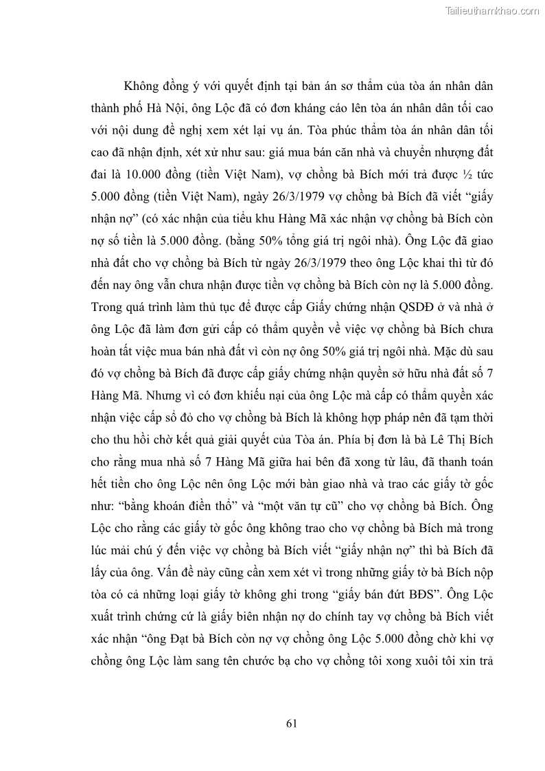 Luận văn thạc sĩ luật học Chuyển nhượng quyền sử dụng đất ở theo pháp luật Việt Nam - 6 Trang 67