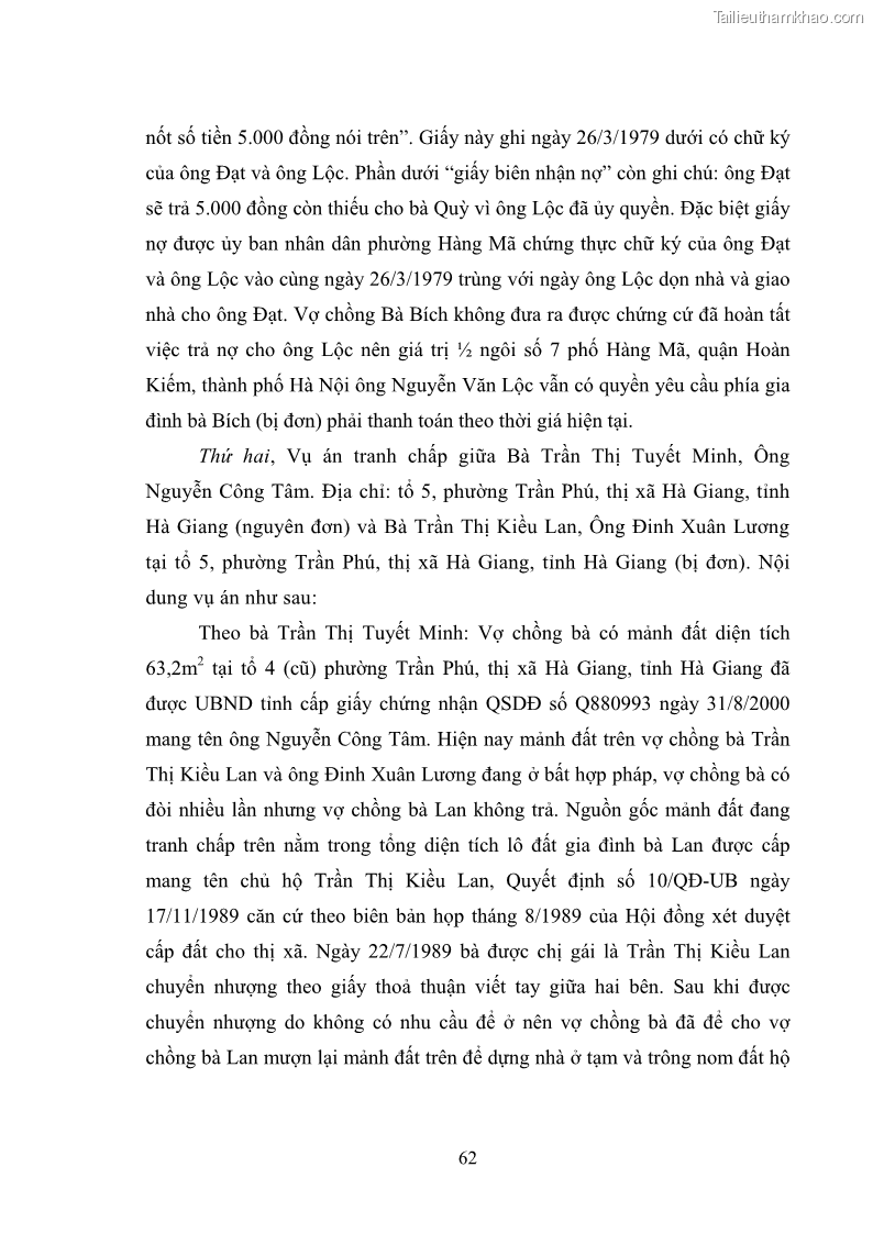Luận văn thạc sĩ luật học Chuyển nhượng quyền sử dụng đất ở theo pháp luật Việt Nam - 6 Trang 68
