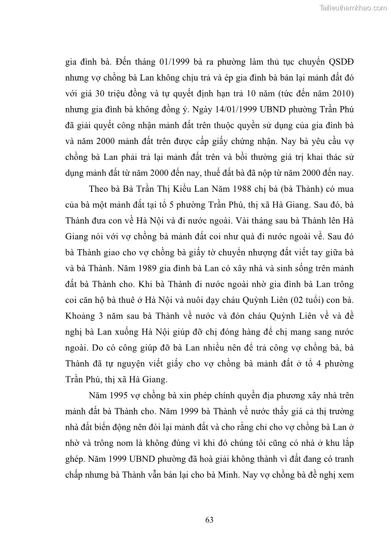 Luận văn thạc sĩ luật học Chuyển nhượng quyền sử dụng đất ở theo pháp luật Việt Nam - 6 Trang 69