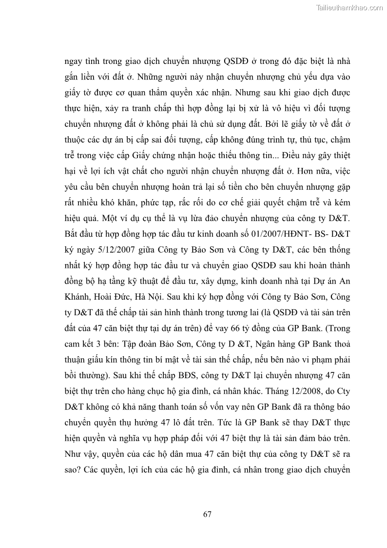 Luận văn thạc sĩ luật học Chuyển nhượng quyền sử dụng đất ở theo pháp luật Việt Nam - 7 Trang 73