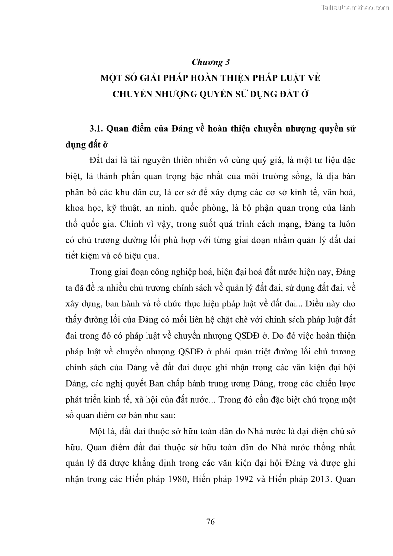 Luận văn thạc sĩ luật học Chuyển nhượng quyền sử dụng đất ở theo pháp luật Việt Nam - 7 Trang 82