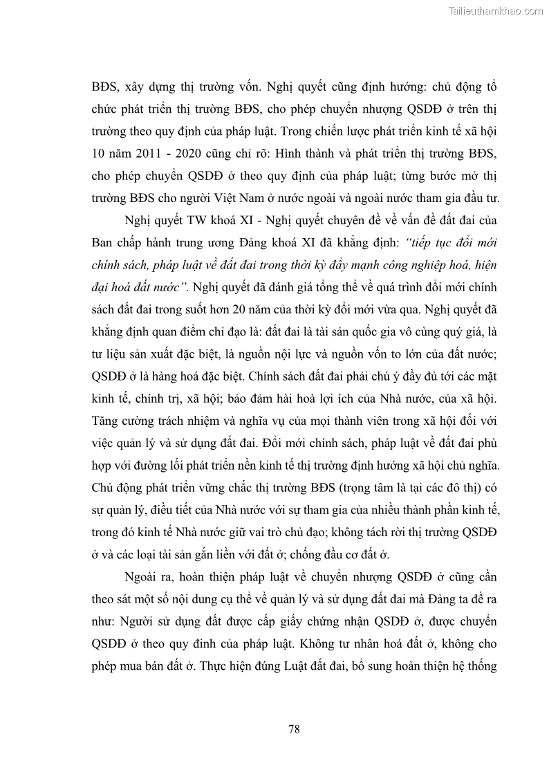 Luận văn thạc sĩ luật học Chuyển nhượng quyền sử dụng đất ở theo pháp luật Việt Nam - 7 Trang 84