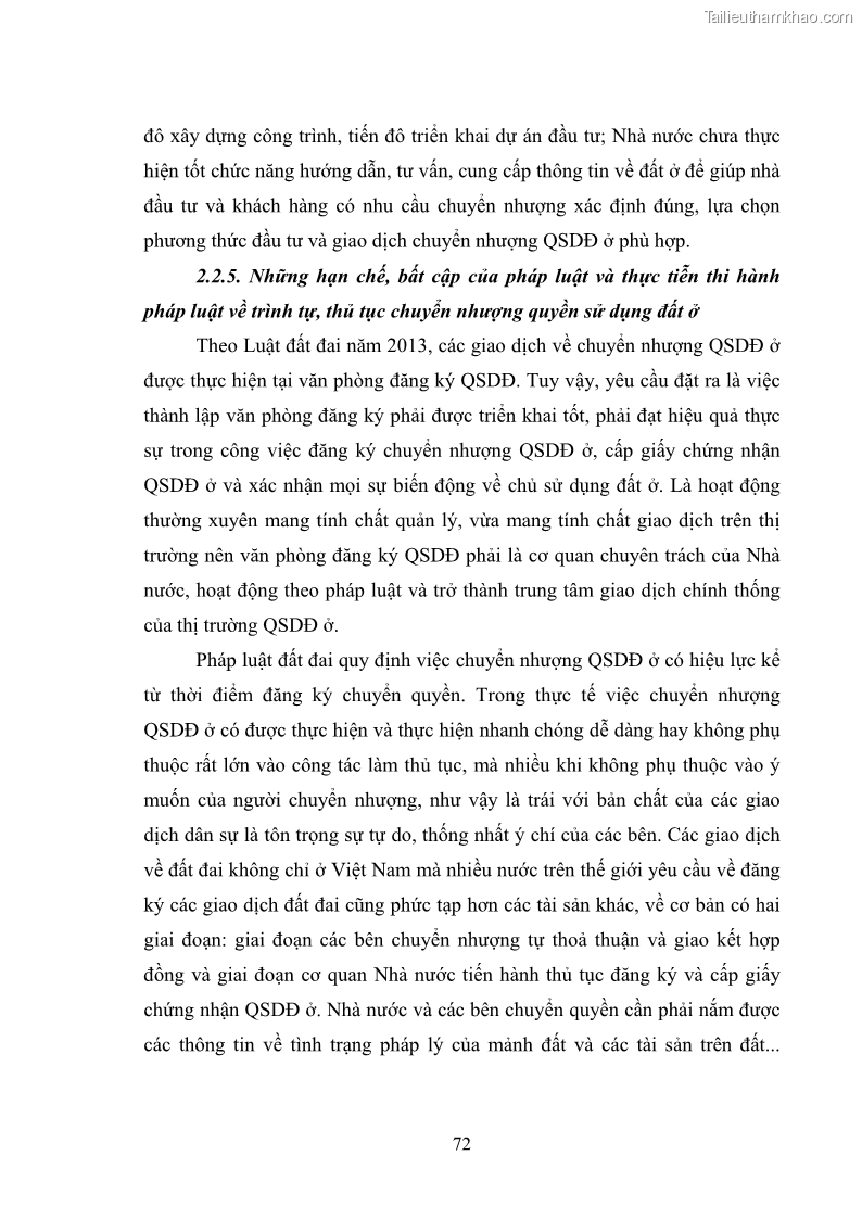 Luận văn thạc sĩ luật học Chuyển nhượng quyền sử dụng đất ở theo pháp luật Việt Nam - 7 Trang 78
