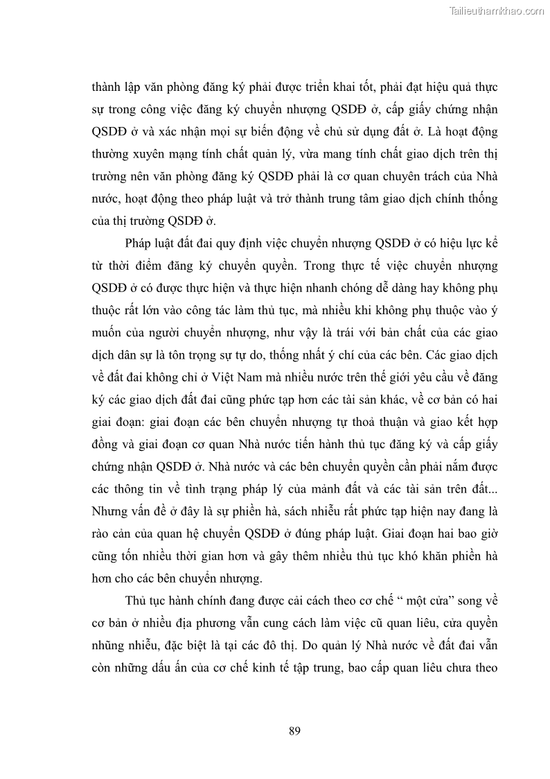 Luận văn thạc sĩ luật học Chuyển nhượng quyền sử dụng đất ở theo pháp luật Việt Nam - 8 Trang 95