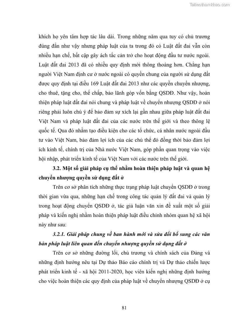 Luận văn thạc sĩ luật học Chuyển nhượng quyền sử dụng đất ở theo pháp luật Việt Nam - 8 Trang 87