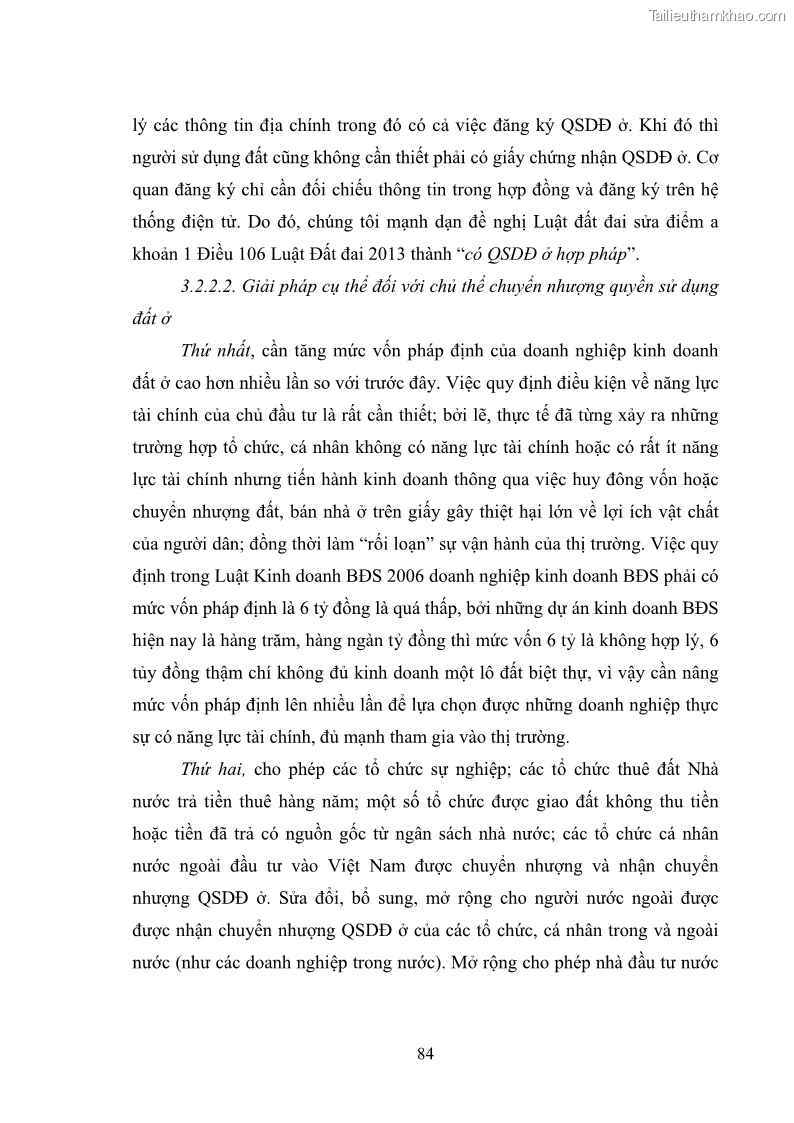Luận văn thạc sĩ luật học Chuyển nhượng quyền sử dụng đất ở theo pháp luật Việt Nam - 8 Trang 90