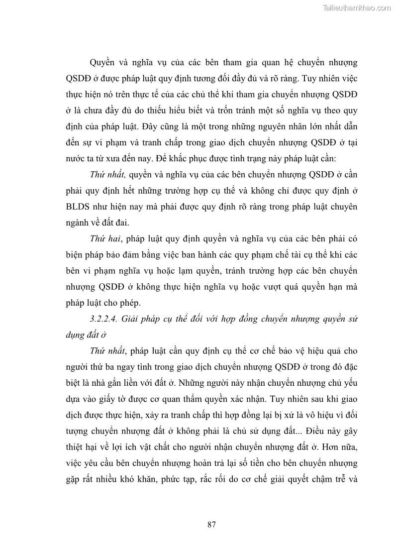 Luận văn thạc sĩ luật học Chuyển nhượng quyền sử dụng đất ở theo pháp luật Việt Nam - 8 Trang 93