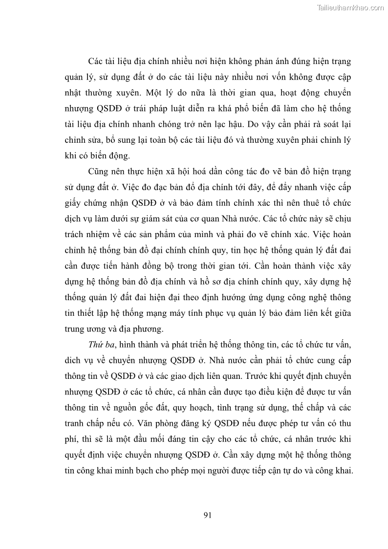 Luận văn thạc sĩ luật học Chuyển nhượng quyền sử dụng đất ở theo pháp luật Việt Nam - 9 Trang 97