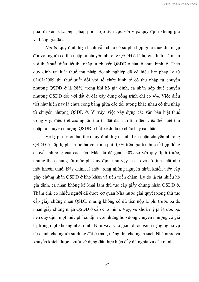 Luận văn thạc sĩ luật học Chuyển nhượng quyền sử dụng đất ở theo pháp luật Việt Nam - 9 Trang 103