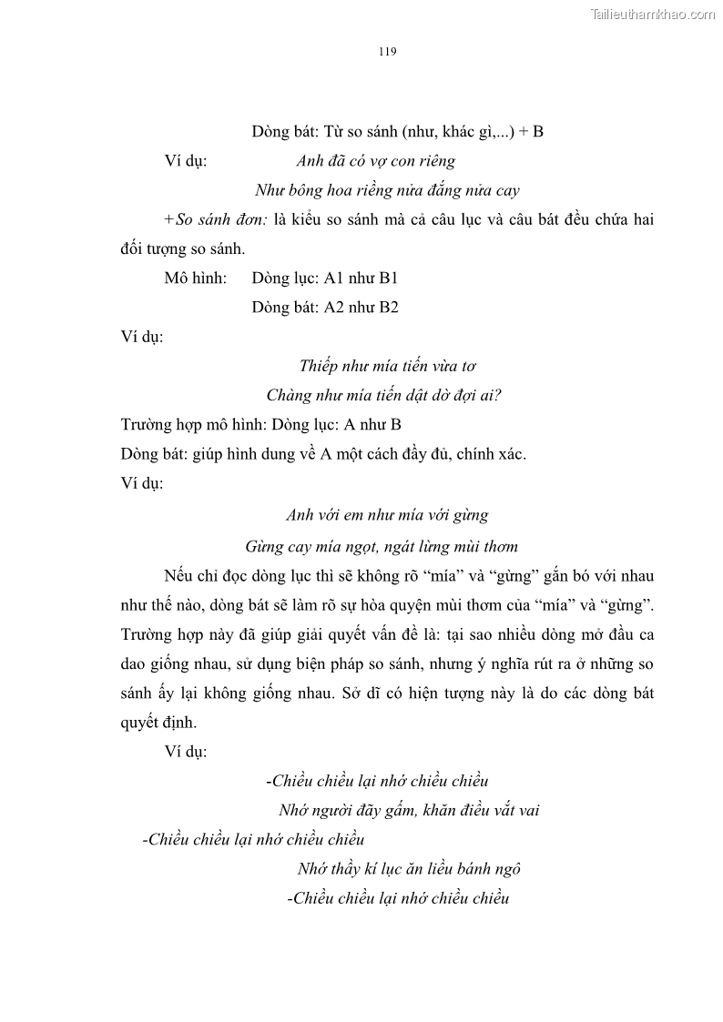 Luận án tiến sĩ ngữ văn Đặc trưng kết cấu ca dao trữ tình - 10 Trang 119