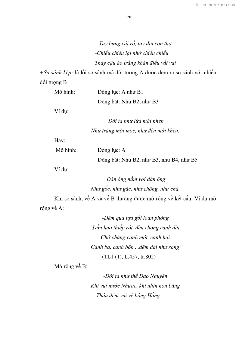 Luận án tiến sĩ ngữ văn Đặc trưng kết cấu ca dao trữ tình - 10 Trang 120