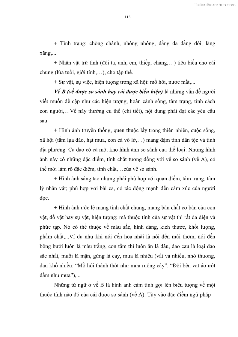Luận án tiến sĩ ngữ văn Đặc trưng kết cấu ca dao trữ tình - 10 Trang 113