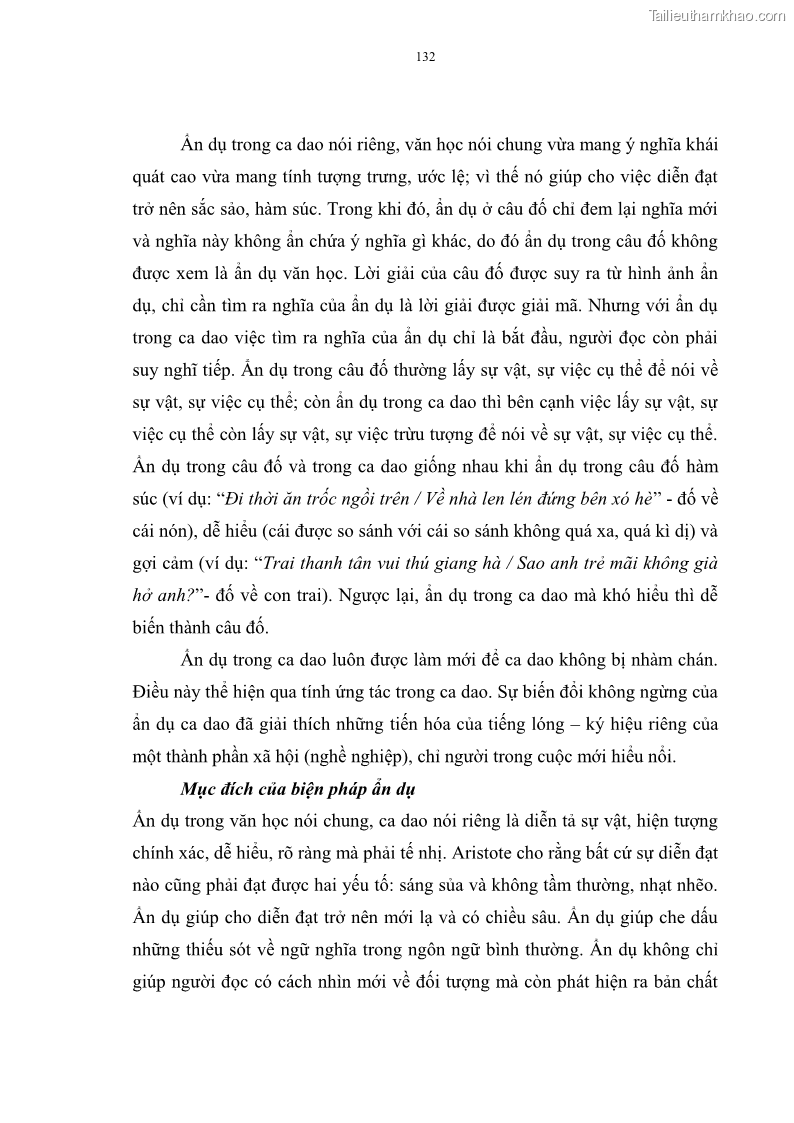 Luận án tiến sĩ ngữ văn Đặc trưng kết cấu ca dao trữ tình - 11 Trang 132