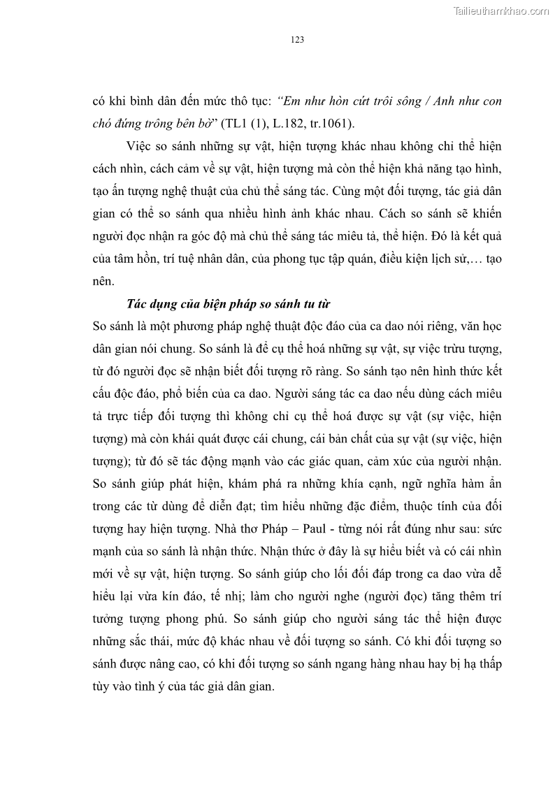 Luận án tiến sĩ ngữ văn Đặc trưng kết cấu ca dao trữ tình - 11 Trang 123