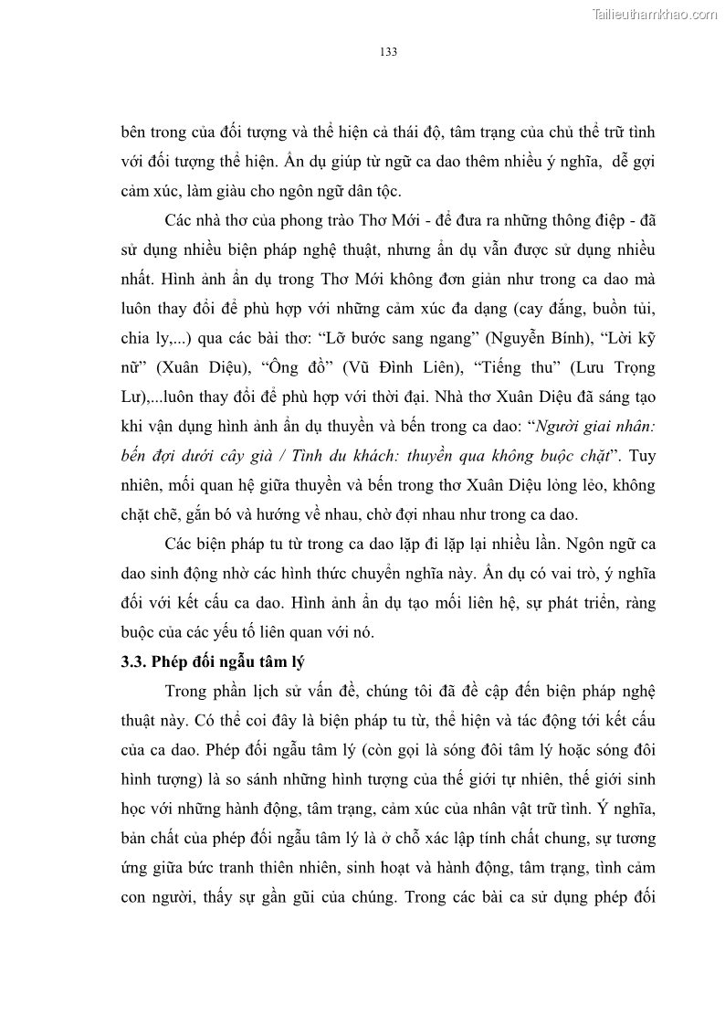 Luận án tiến sĩ ngữ văn Đặc trưng kết cấu ca dao trữ tình - 12 Trang 133