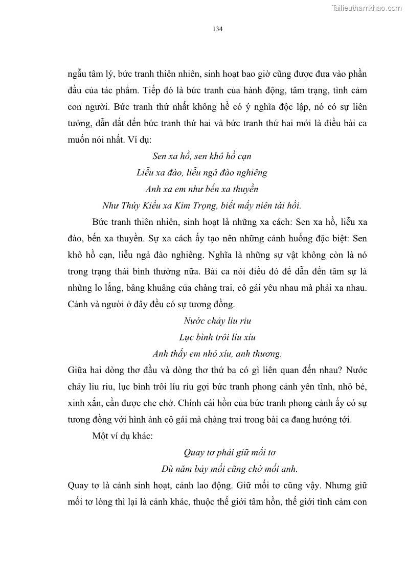 Luận án tiến sĩ ngữ văn Đặc trưng kết cấu ca dao trữ tình - 12 Trang 134
