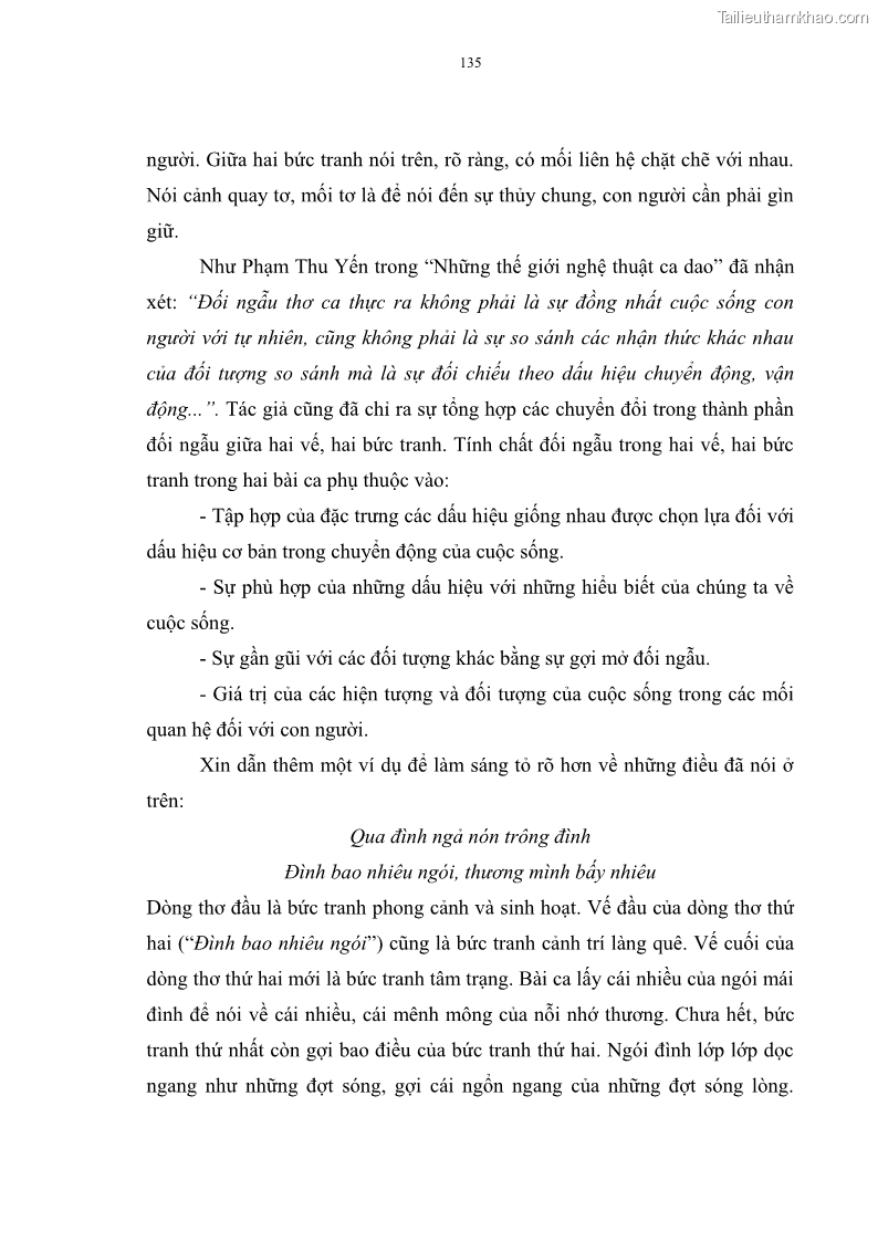 Luận án tiến sĩ ngữ văn Đặc trưng kết cấu ca dao trữ tình - 12 Trang 135