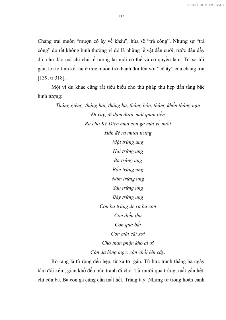 Luận án tiến sĩ ngữ văn Đặc trưng kết cấu ca dao trữ tình - 12 Trang 137