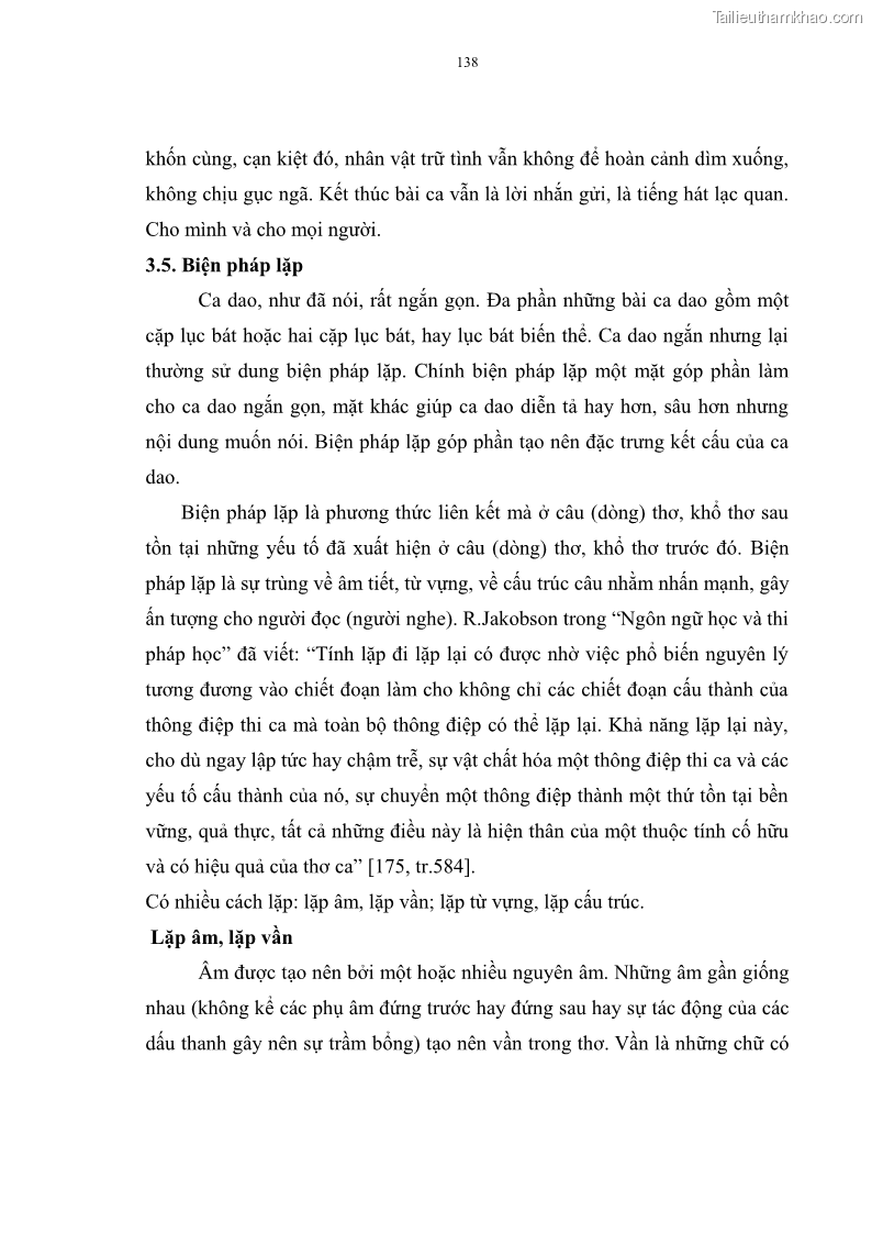 Luận án tiến sĩ ngữ văn Đặc trưng kết cấu ca dao trữ tình - 12 Trang 138