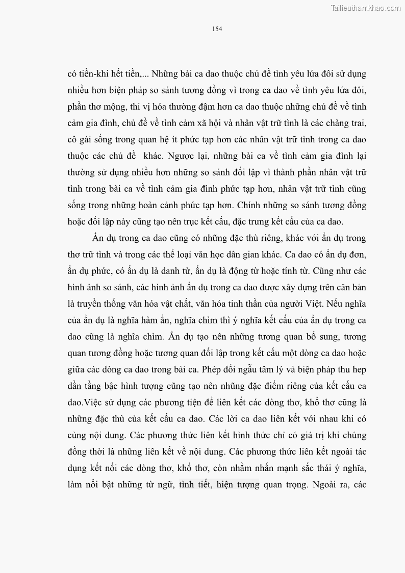 Luận án tiến sĩ ngữ văn Đặc trưng kết cấu ca dao trữ tình - 13 Trang 154