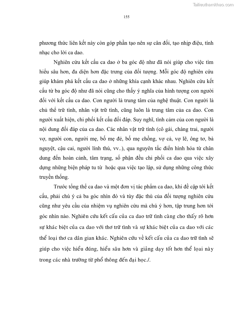 Luận án tiến sĩ ngữ văn Đặc trưng kết cấu ca dao trữ tình - 13 Trang 155