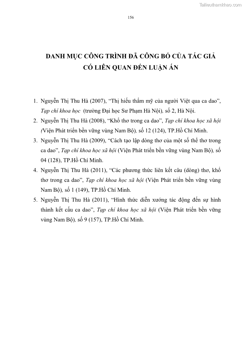 Luận án tiến sĩ ngữ văn Đặc trưng kết cấu ca dao trữ tình - 13 Trang 156