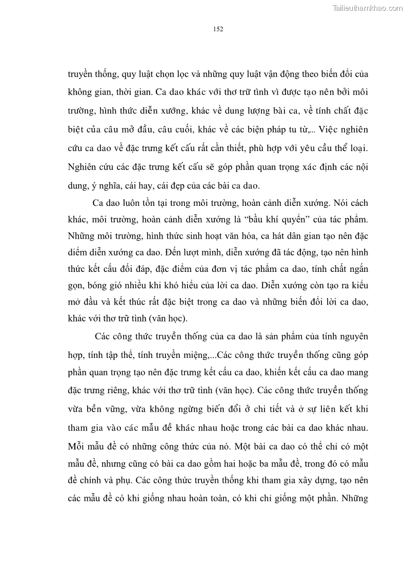 Luận án tiến sĩ ngữ văn Đặc trưng kết cấu ca dao trữ tình - 13 Trang 152
