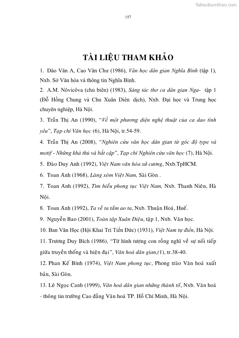 Luận án tiến sĩ ngữ văn Đặc trưng kết cấu ca dao trữ tình - 14 Trang 157