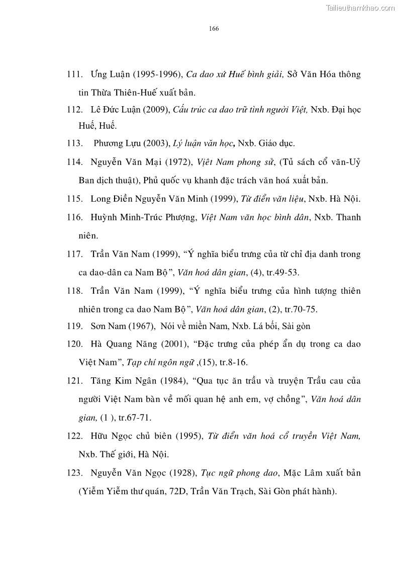 Luận án tiến sĩ ngữ văn Đặc trưng kết cấu ca dao trữ tình - 14 Trang 166