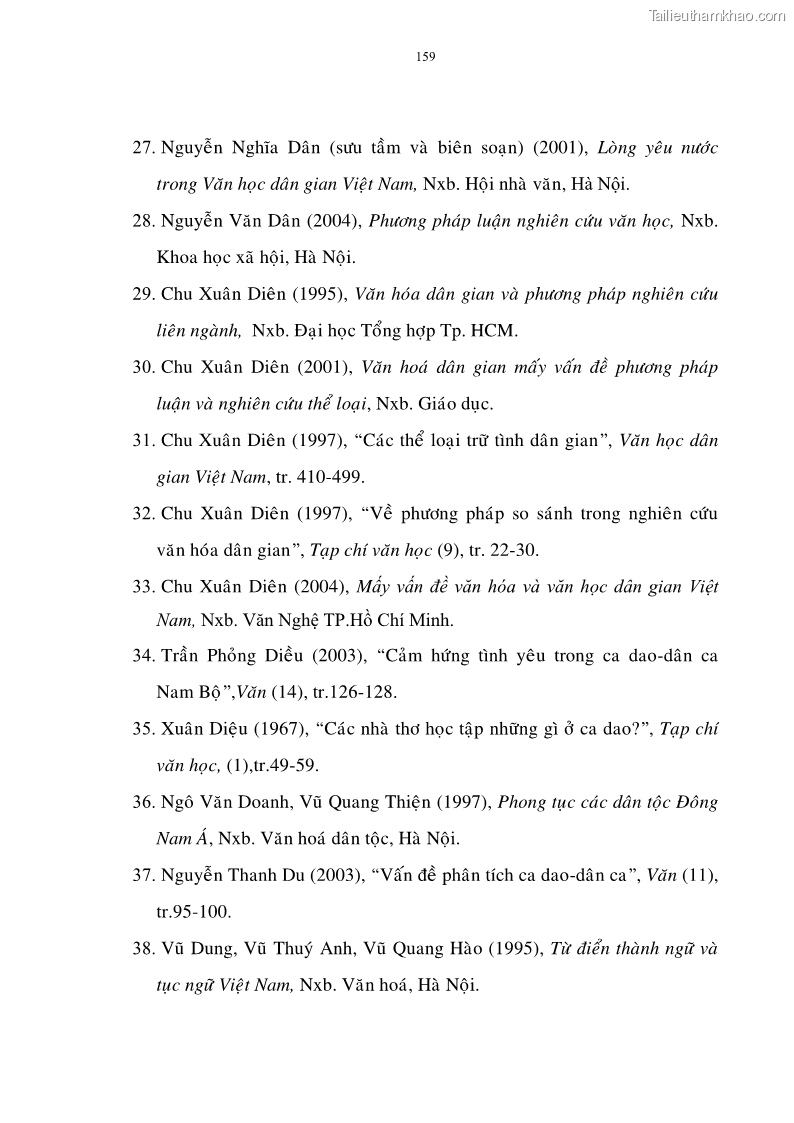 Luận án tiến sĩ ngữ văn Đặc trưng kết cấu ca dao trữ tình - 14 Trang 159