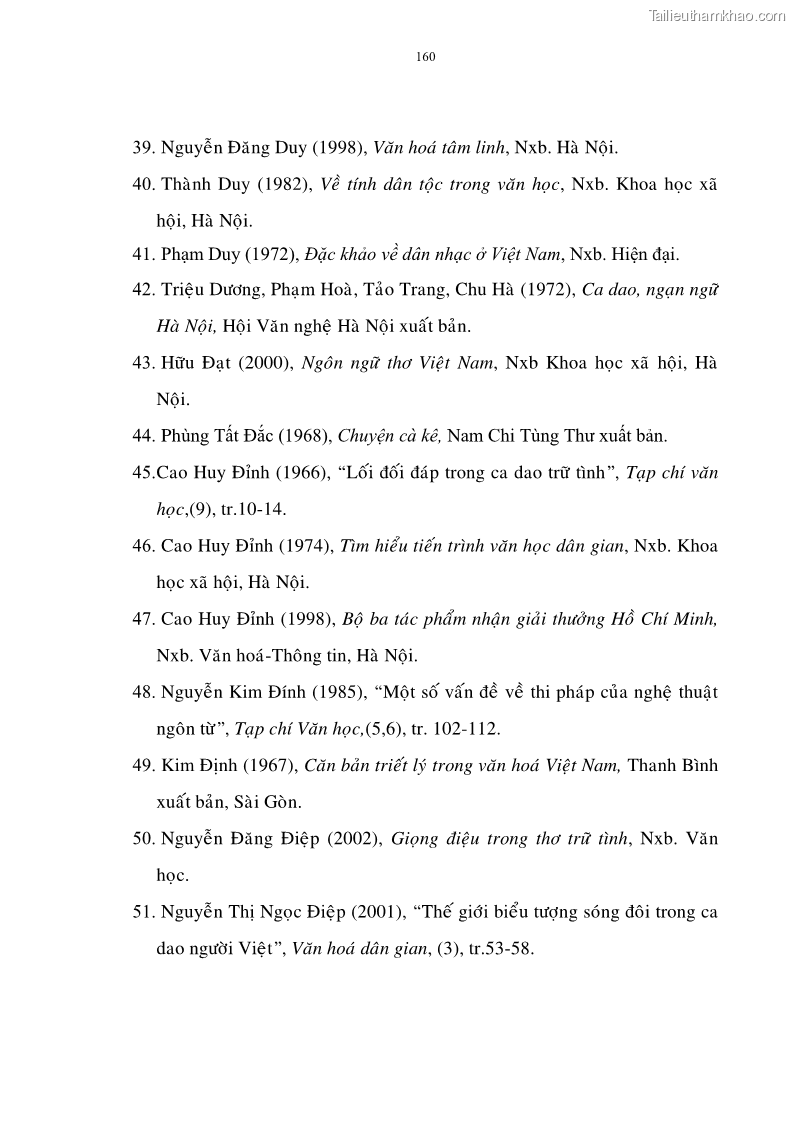Luận án tiến sĩ ngữ văn Đặc trưng kết cấu ca dao trữ tình - 14 Trang 160
