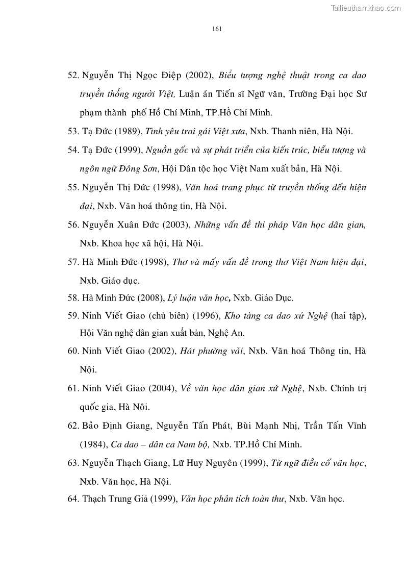 Luận án tiến sĩ ngữ văn Đặc trưng kết cấu ca dao trữ tình - 14 Trang 161