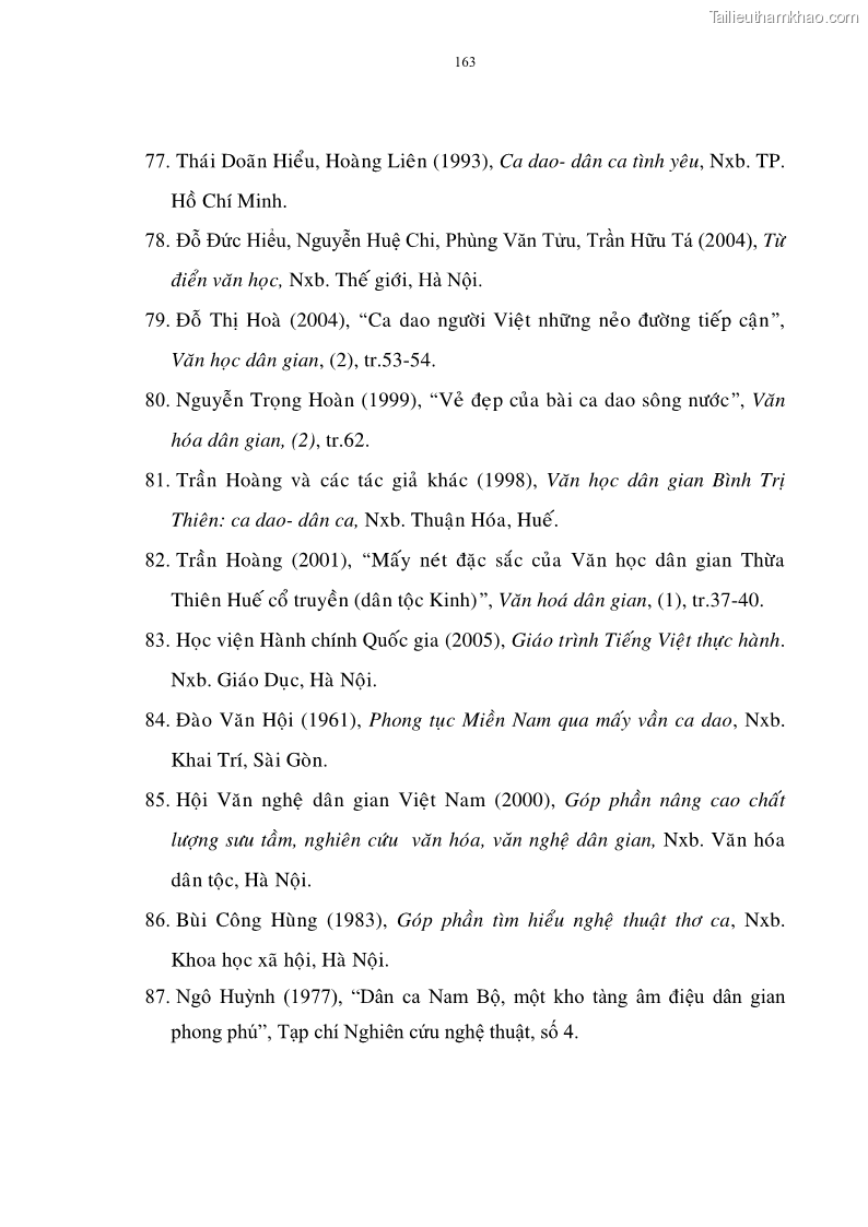 Luận án tiến sĩ ngữ văn Đặc trưng kết cấu ca dao trữ tình - 14 Trang 163
