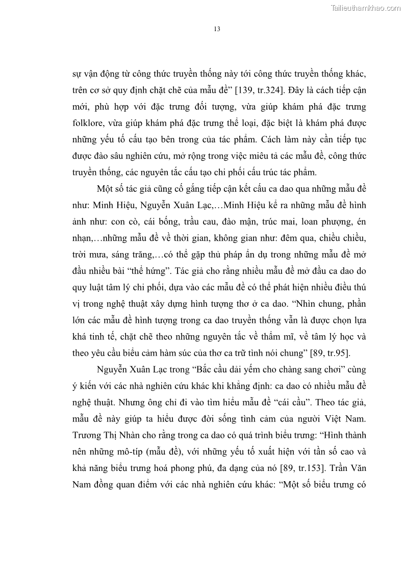 Luận án tiến sĩ ngữ văn Đặc trưng kết cấu ca dao trữ tình - 2 Trang 13