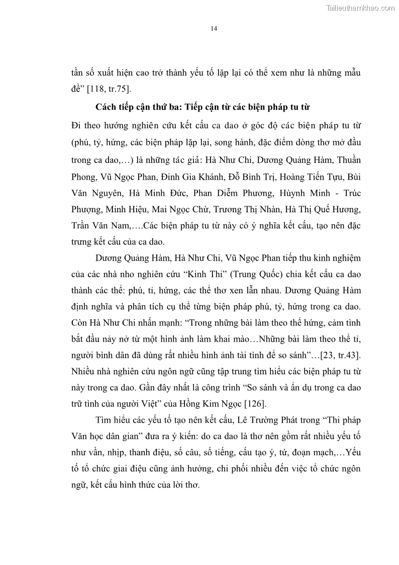 Luận án tiến sĩ ngữ văn Đặc trưng kết cấu ca dao trữ tình - 2 Trang 14