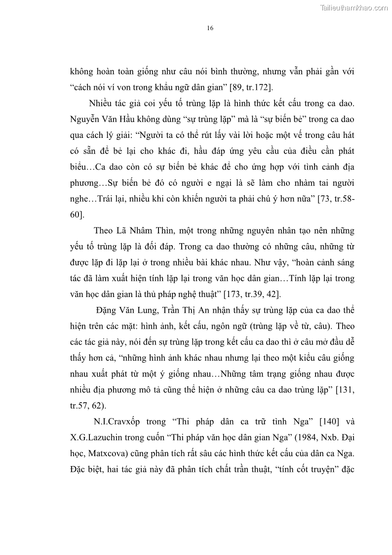 Luận án tiến sĩ ngữ văn Đặc trưng kết cấu ca dao trữ tình - 2 Trang 16