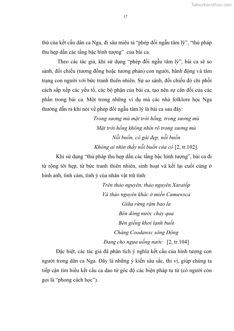 Luận án tiến sĩ ngữ văn Đặc trưng kết cấu ca dao trữ tình - 2 Trang 17